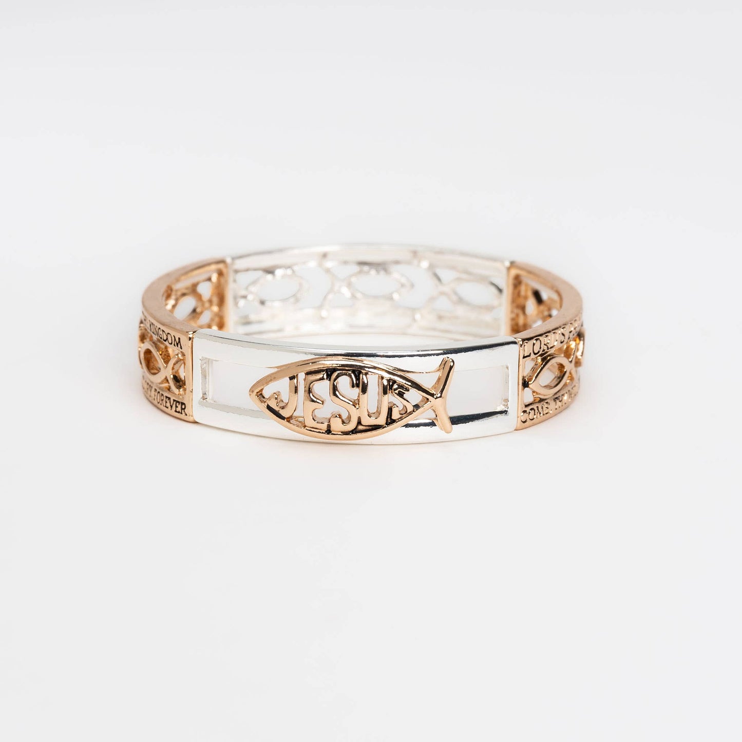 Two Toned Inspirational Nickel-Free Stretch Bracelets