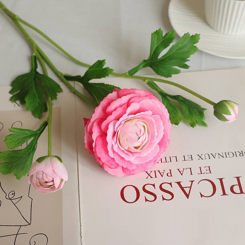 18"-Real Touch Ranunculus with 2 buds