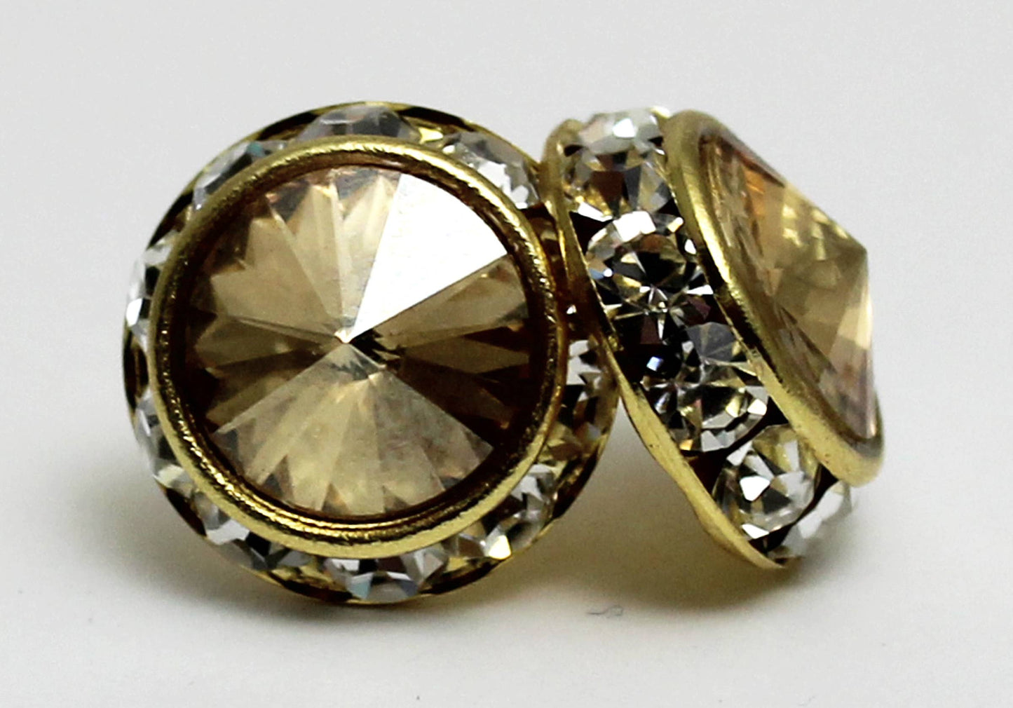 Rhinestone Rivoli Golden Shadow 12mm Post Earring