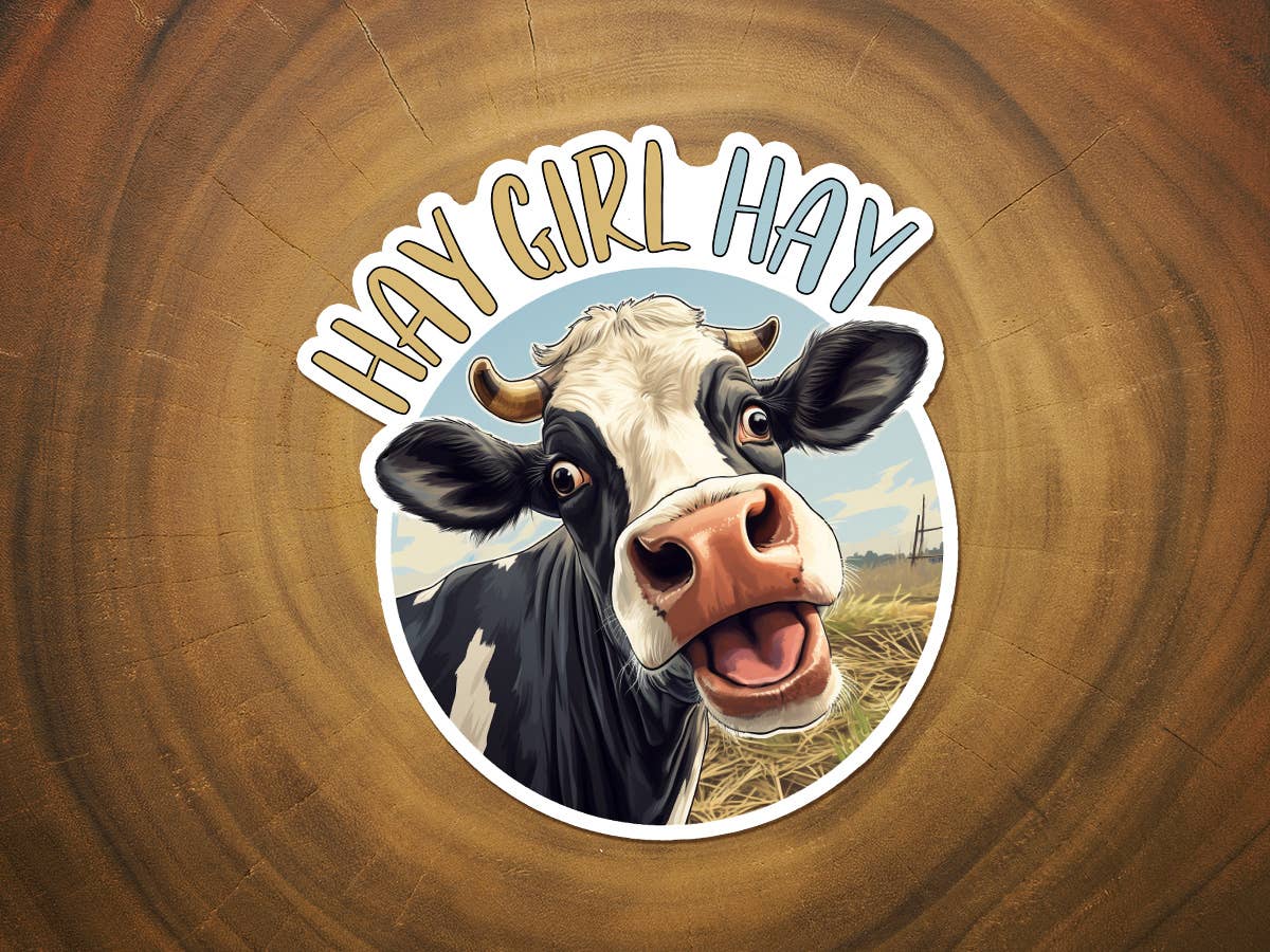 Hay Girl Hay Cow Sticker | Farm | Funny Sticker | Vinyl