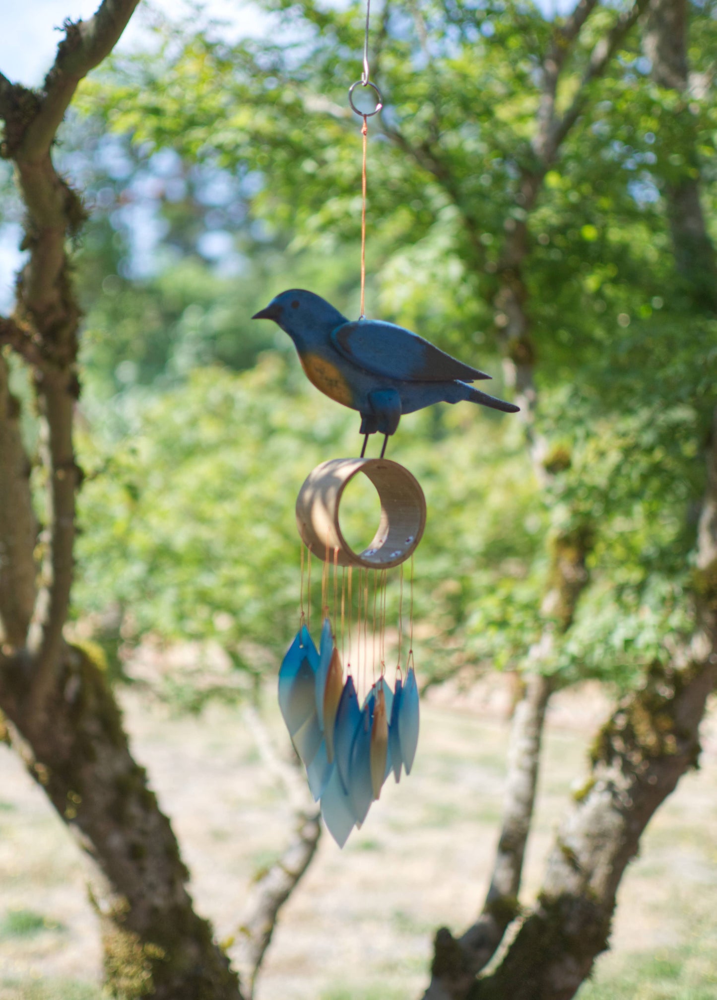 Bluebird Tumbled Glass Wind Chime