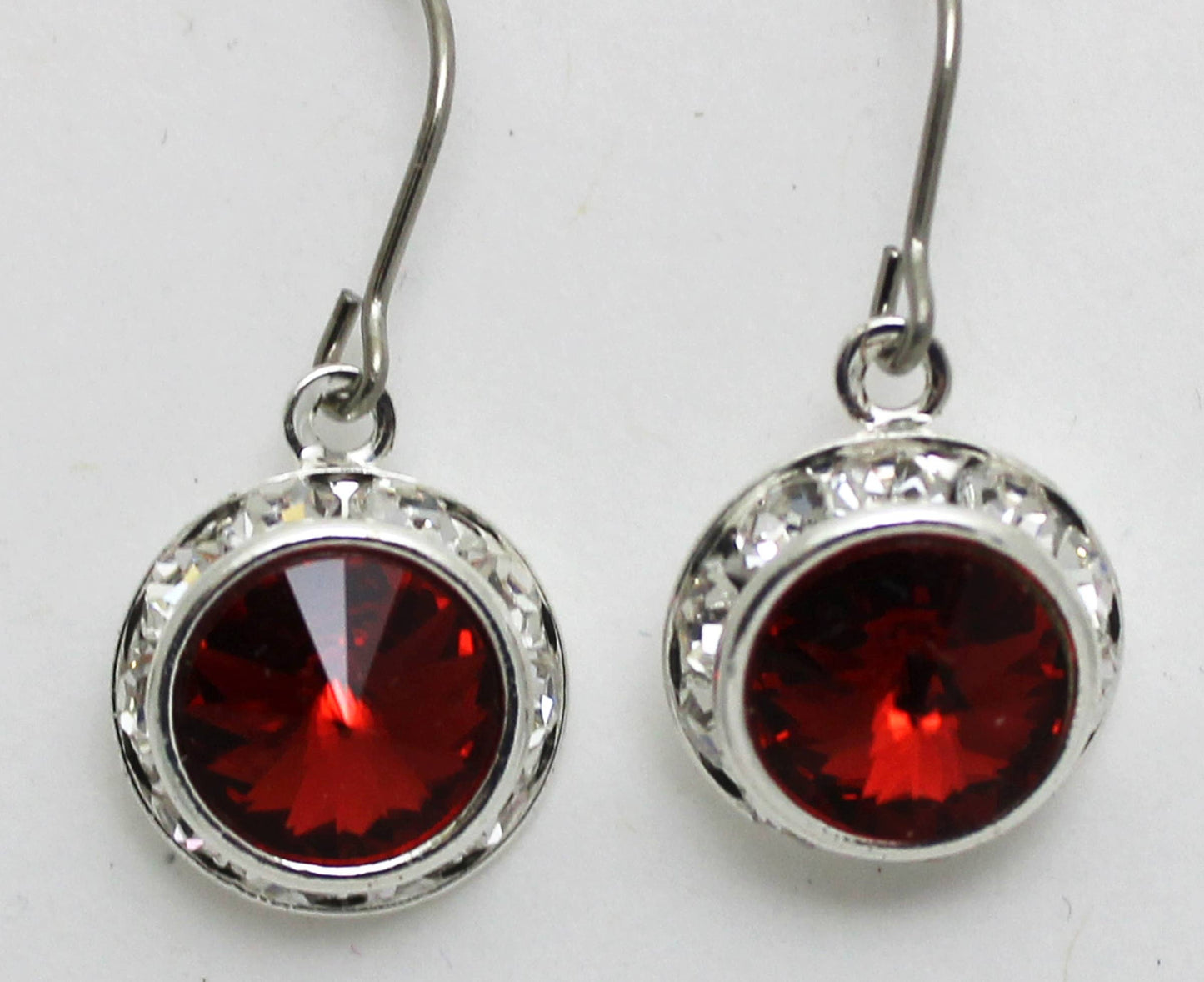 Rhinestone Rivoli Scarlet 12mm Dangle Earring