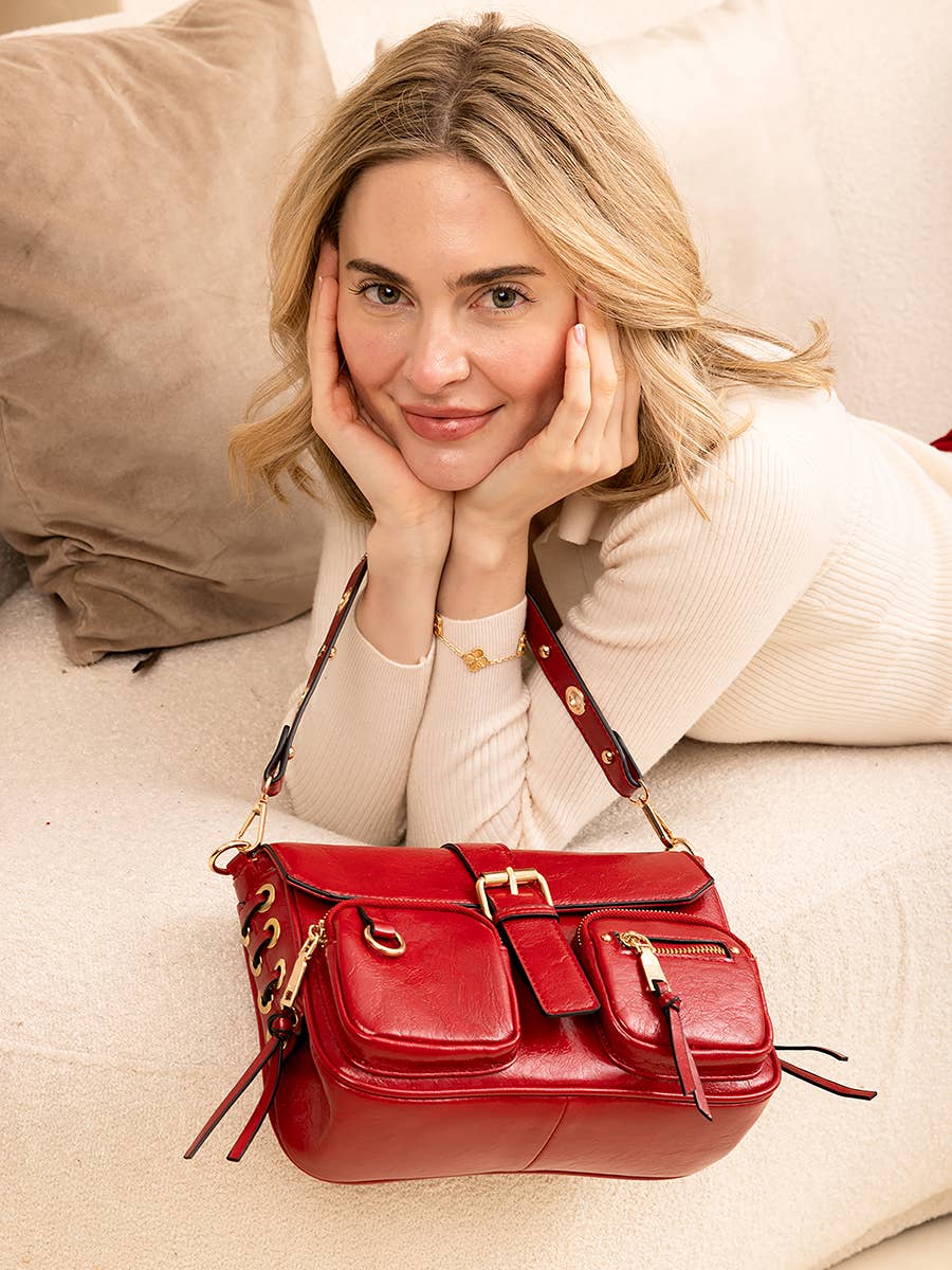 M2756 Valerie Gloss Multi-Compartment Shoulder Bag