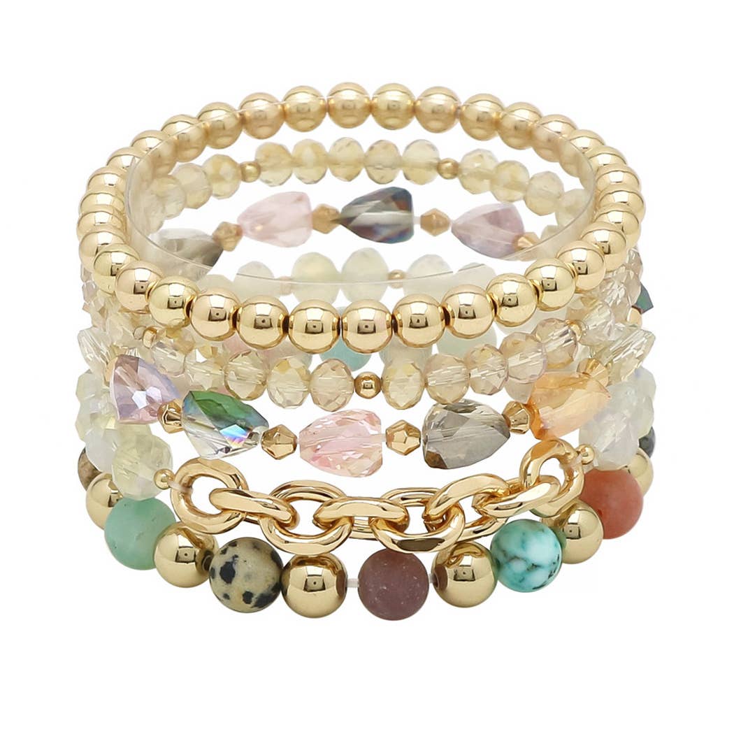 Dainty Multi Layered Beaded Stretch Bracelet Game day