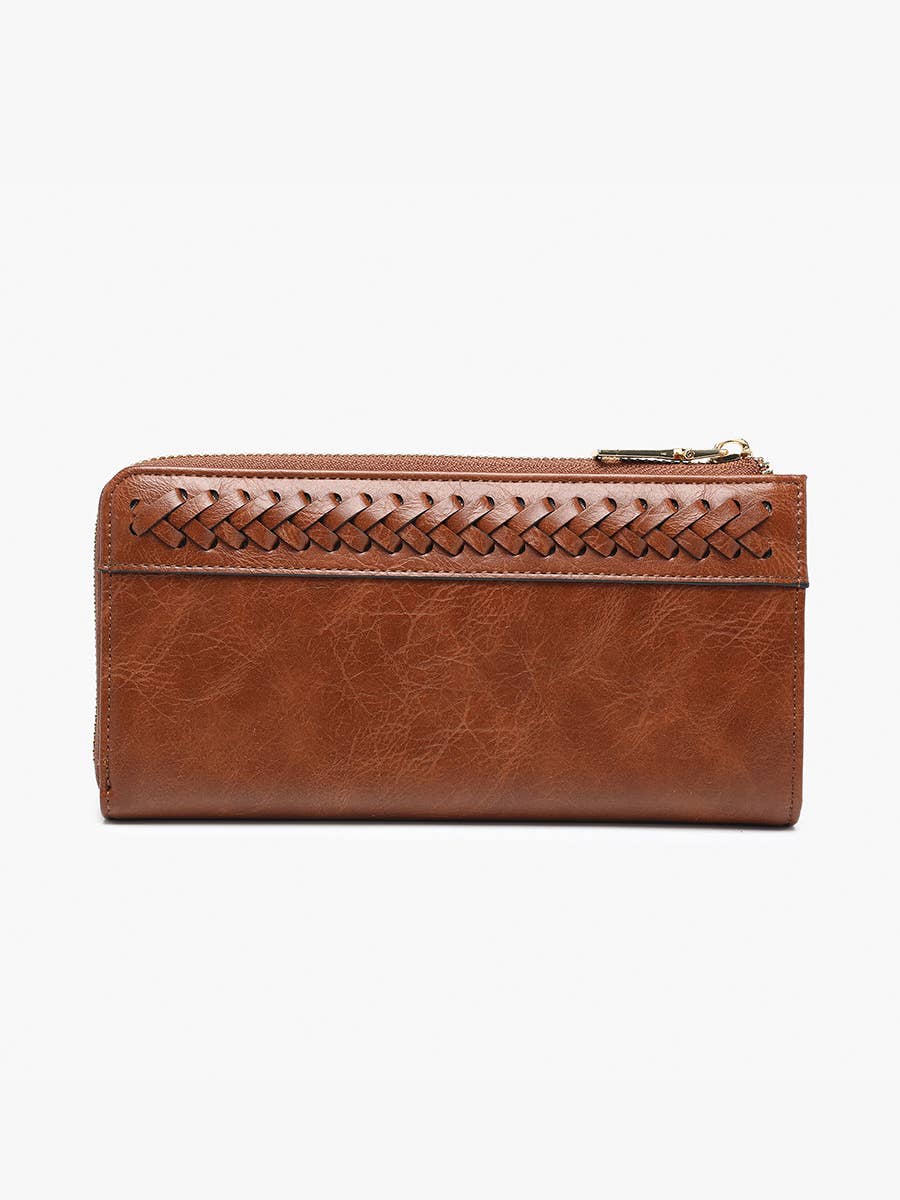 WL2620 Gia Braided Detail Zip-Top Wallet