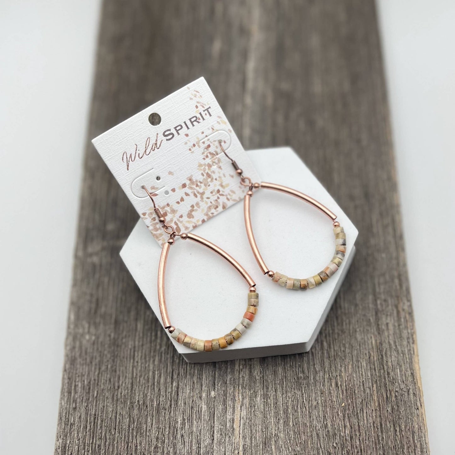 Wild Spirit Western Copper Genuine Agate Teardrop Earrings