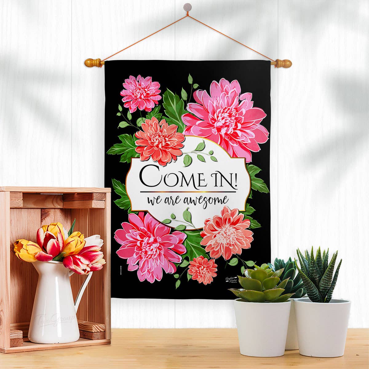 Come In Garden Floral Decor Flag