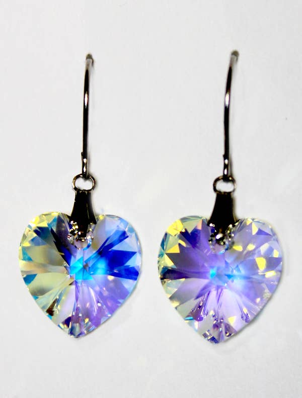 Crystal AB (Aurora Borealis) Heart Dangle Earring