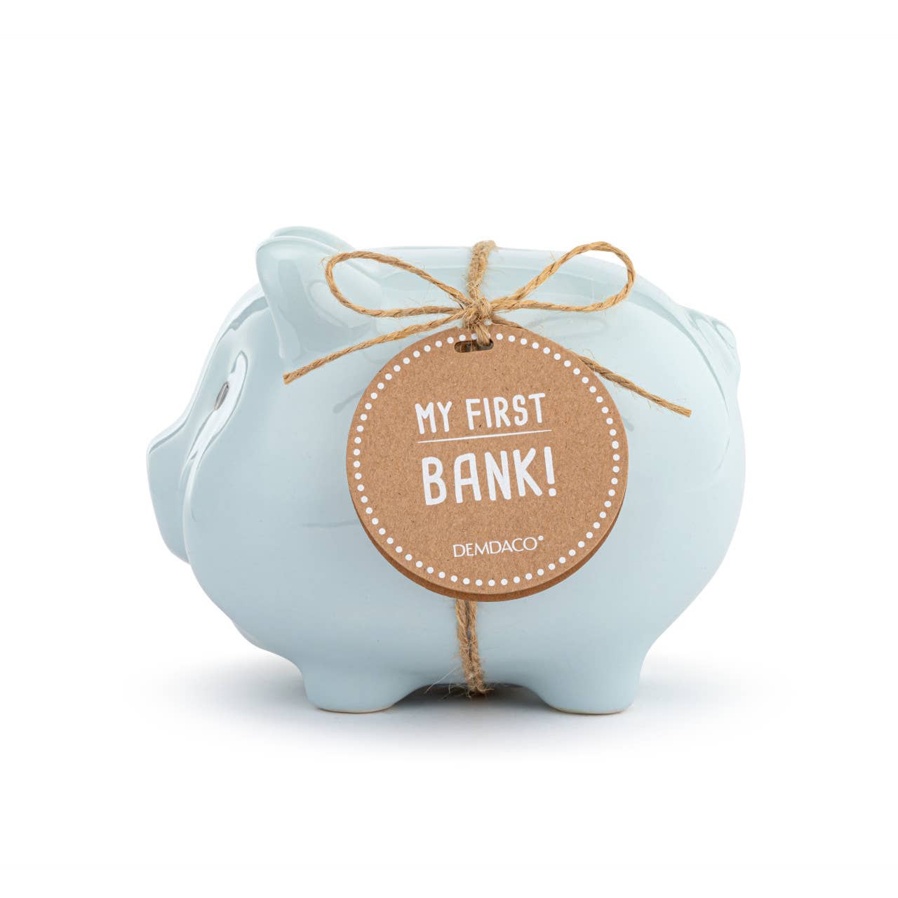 Blue Ceramic Classic Piggy Bank - 7x5.5x6in