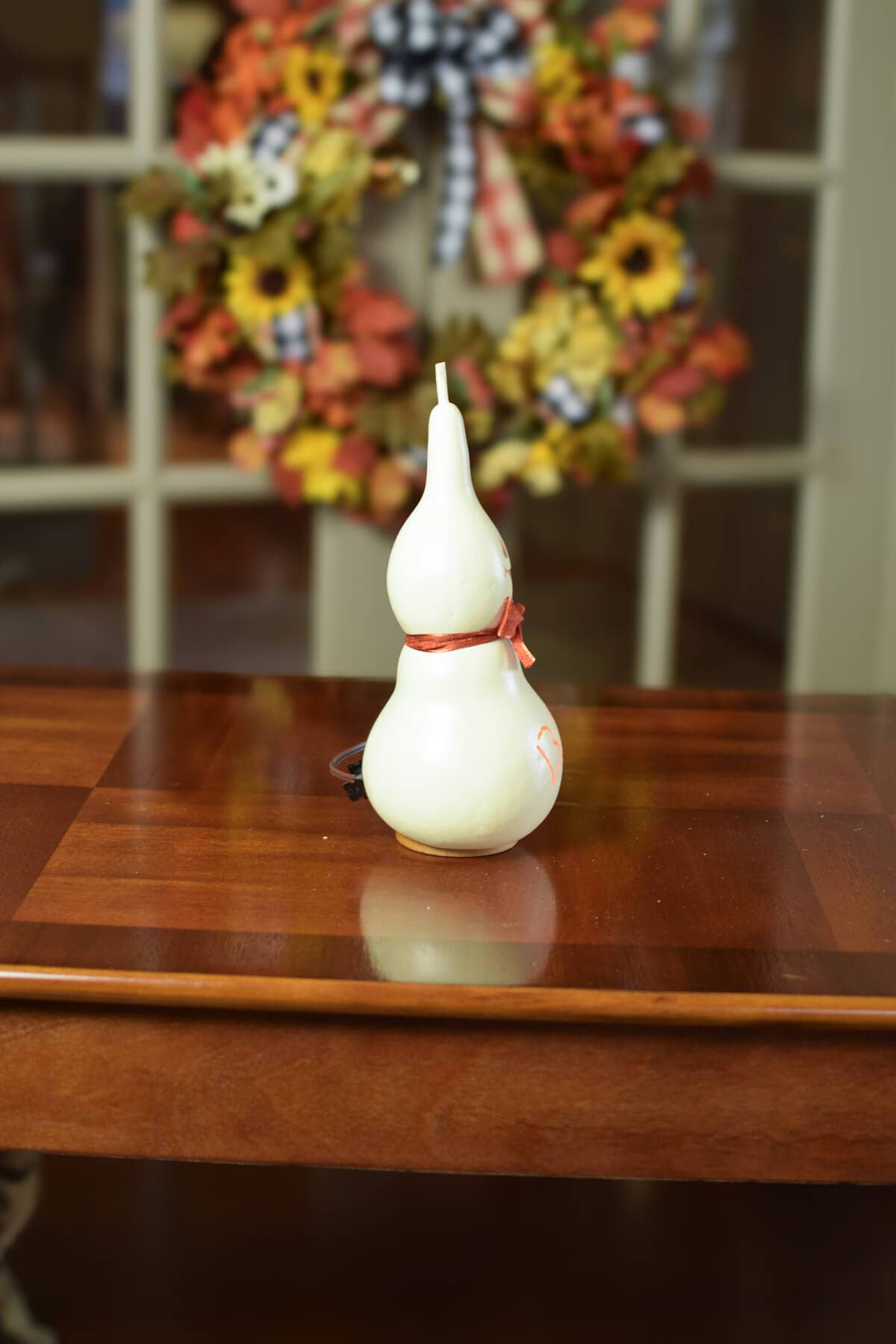 Jake Small Tall Lit Ghost Hand-Crafted Gourd Luminary