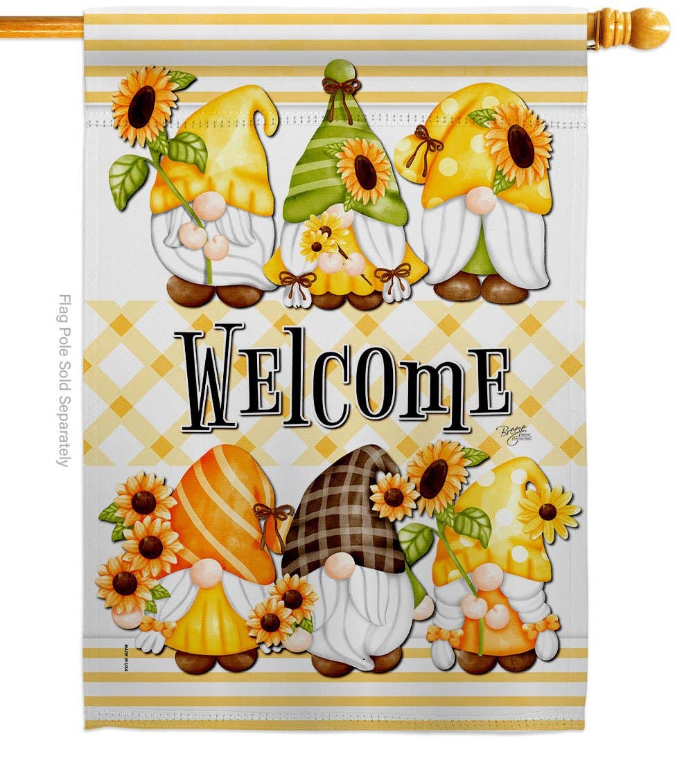 Spring Gnomes Garden Floral Gnome Decor Flag
