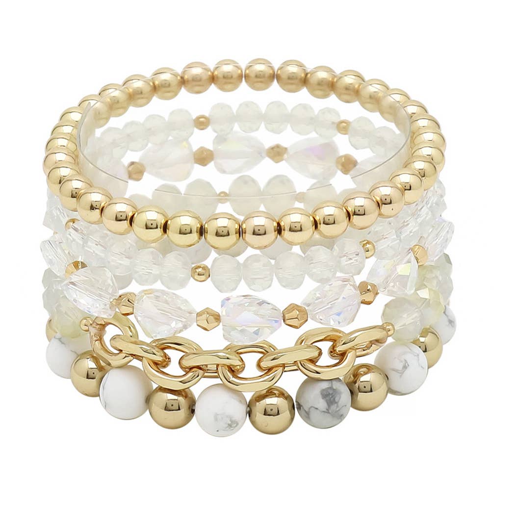 Dainty Multi Layered Beaded Stretch Bracelet Game day