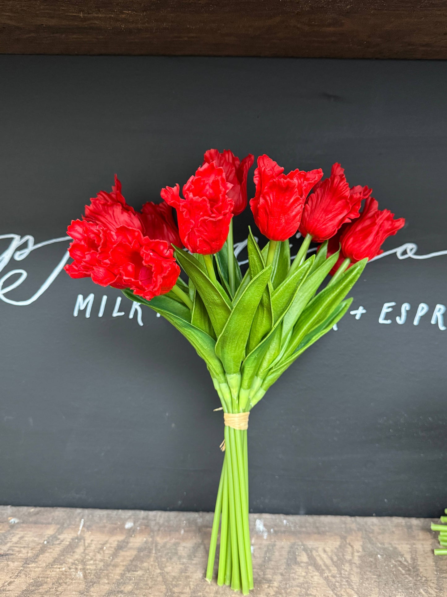 14"-1 Dozen-Elegant Colorful Real Touch Parrot Mini Tulip