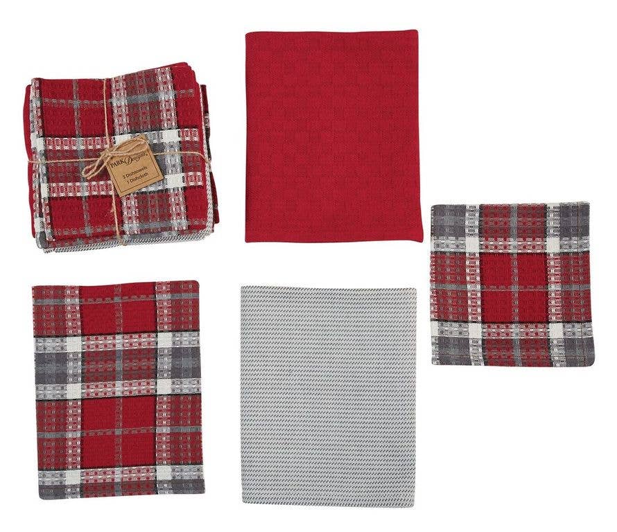 Sketchbook Snowman Plaid 3 Dishtowel&1 Dishcloth Set
