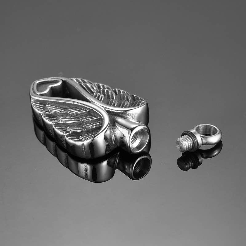 Guardian Angel Heart Ashes Holder Urn Memorial Necklace