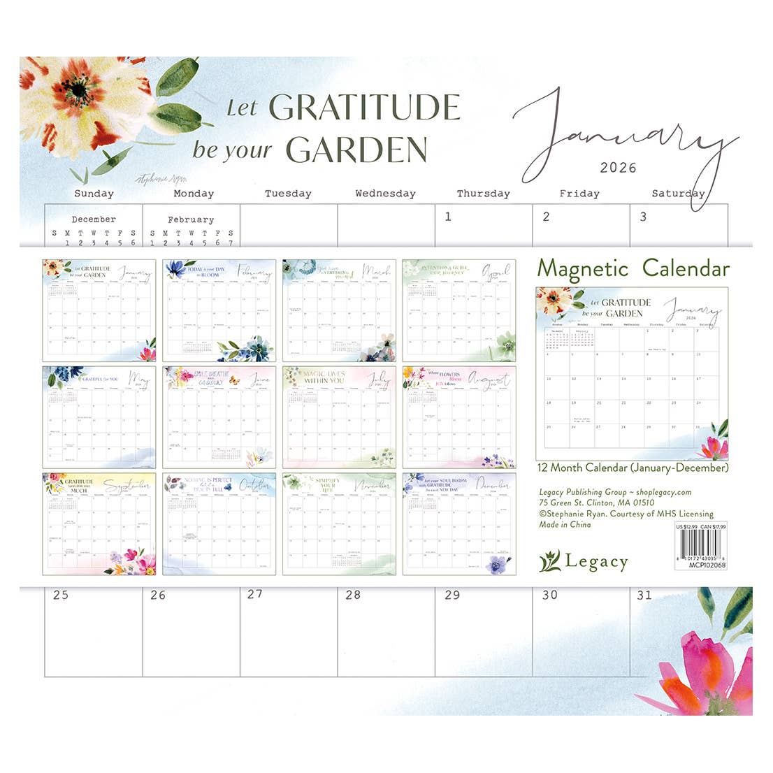 Gratitude 2026 Magnetic Calendar Pad