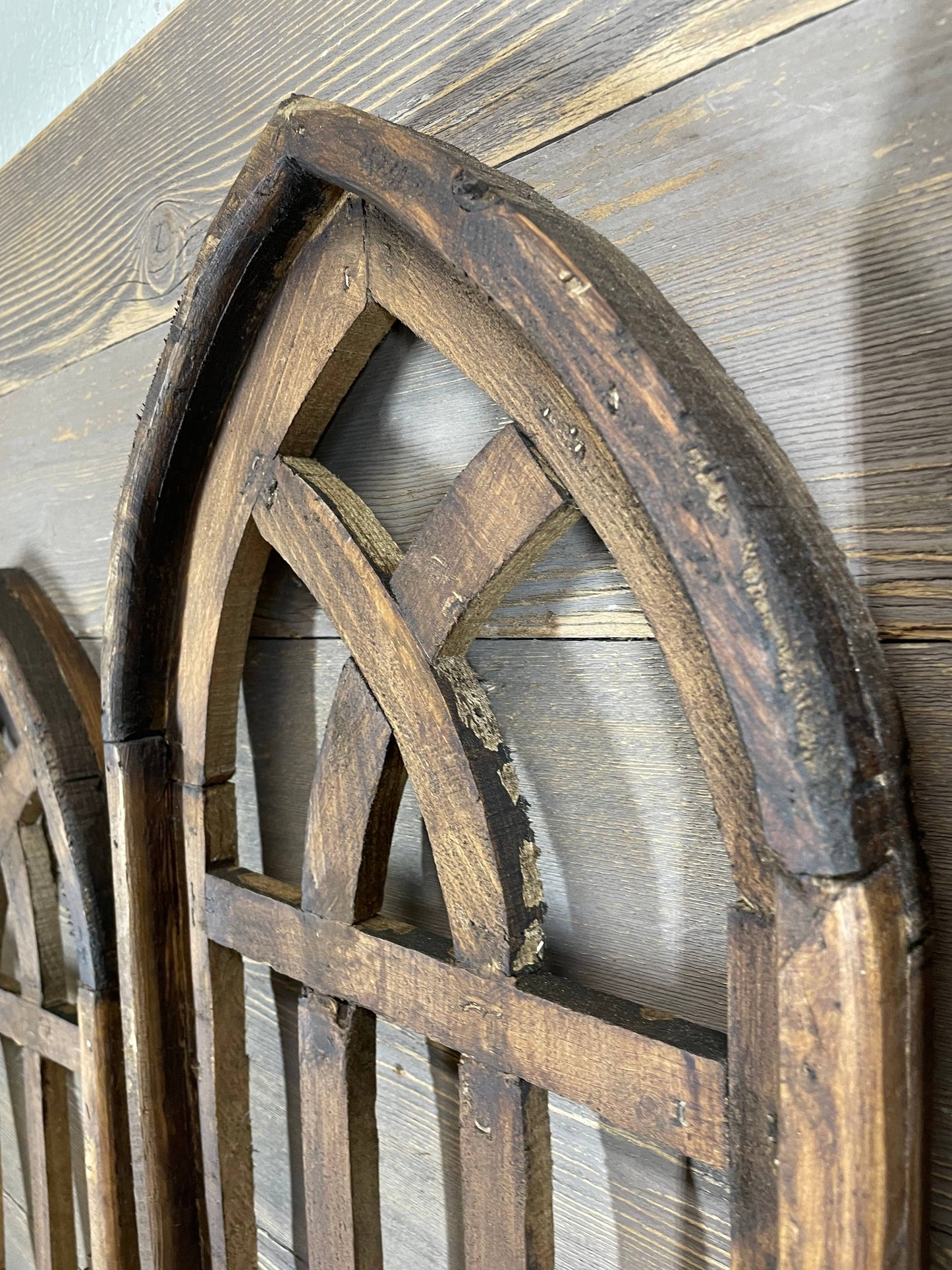 Great Buy-WH-Cathedral Rustic Wall Windows-Set 3-Wax-Brown
