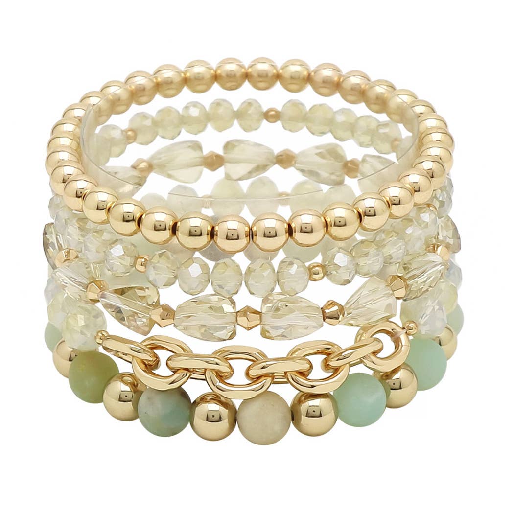 Dainty Multi Layered Beaded Stretch Bracelet Game day