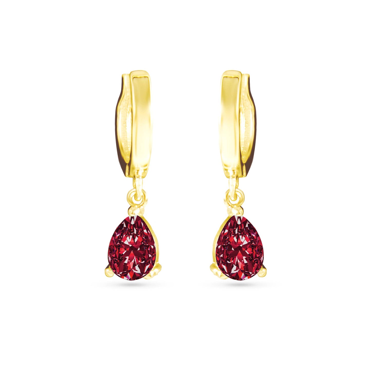 Garnet Hoop Earring - Gold