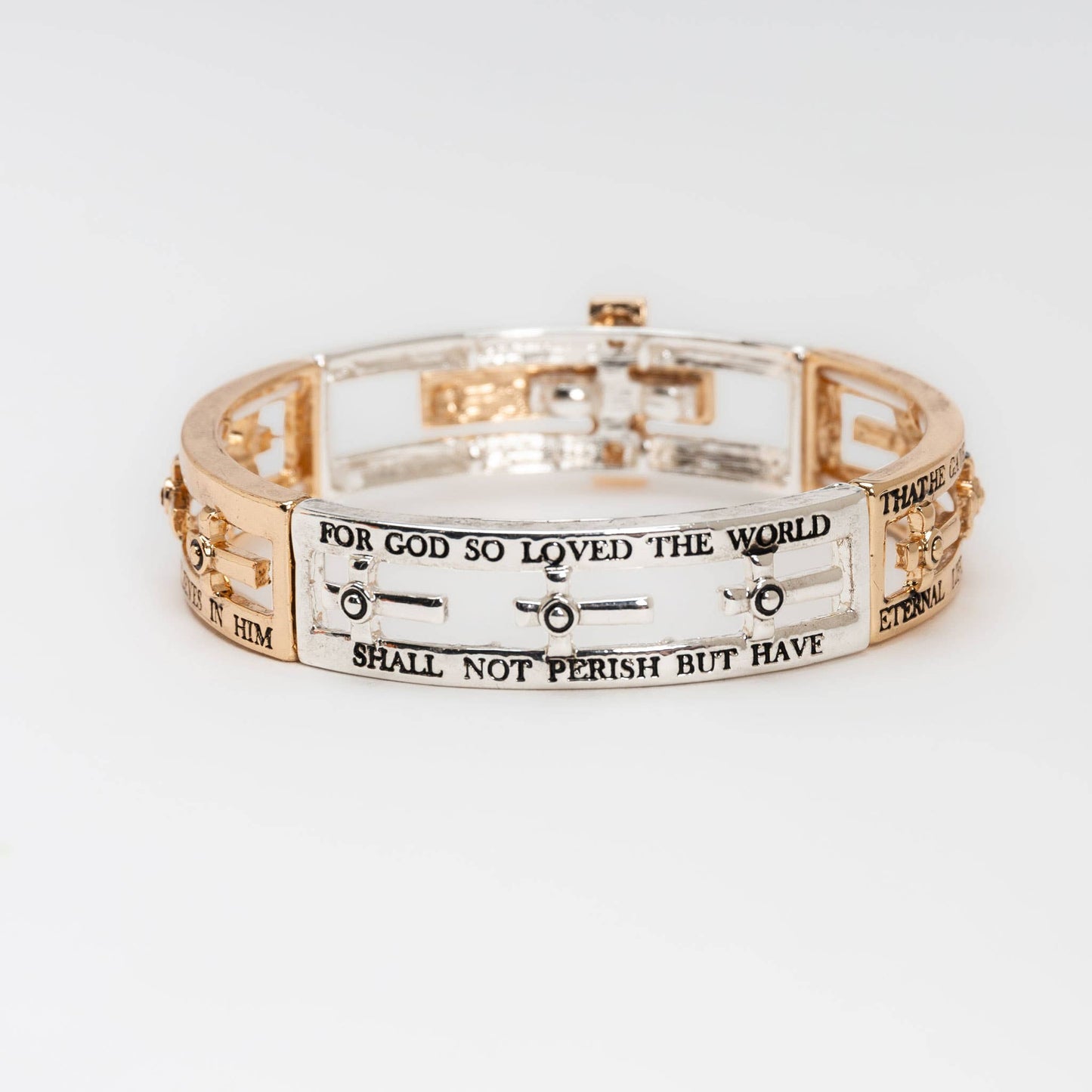 Two Toned Inspirational Nickel-Free Stretch Bracelets