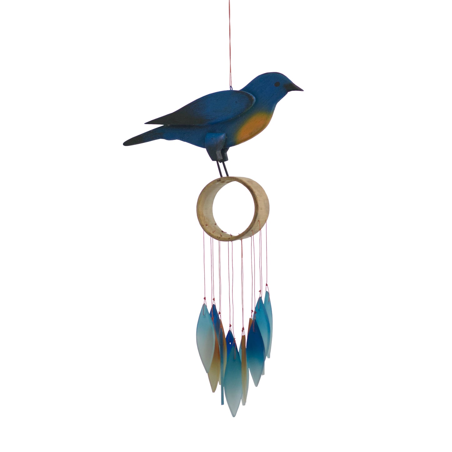 Bluebird Tumbled Glass Wind Chime