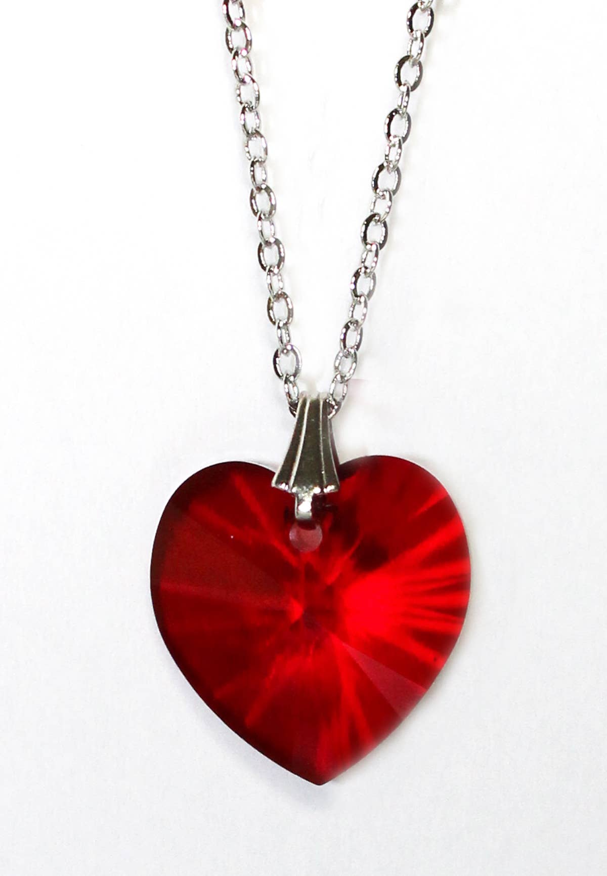 Crystal Siam Heart Pendant on 18" Silver Colored Chain
