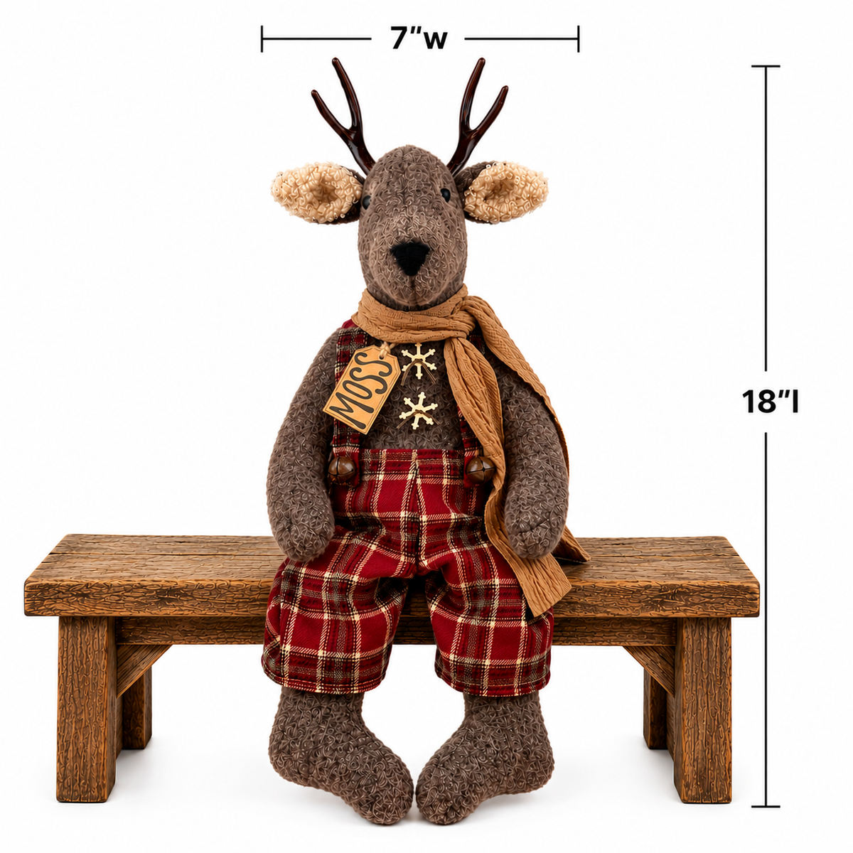 Moss the White Tailed Deer – 18" Primitive Christmas Deer