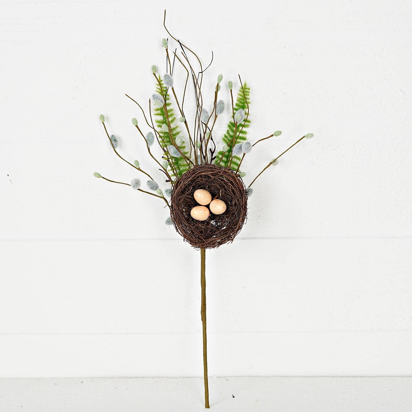 35382- 20in Spray-Pussy Willow with Bird nest