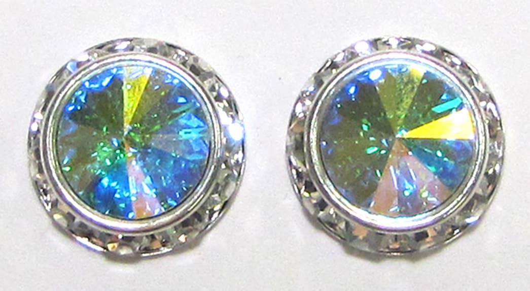 Rhinestone Rivoli AB (Aurora Borealis) 12mm Post Earring