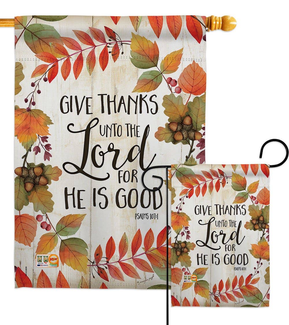 Give Thanks Unto the Lord Falltime Thanksgiving Faith Flag