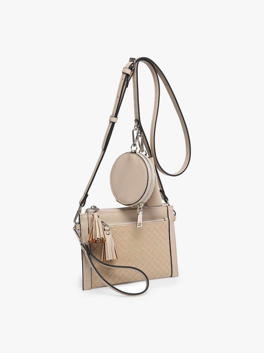 WL2083 Mirabel Woven Double Zip Crossbody/Wallet w/ Pouches
