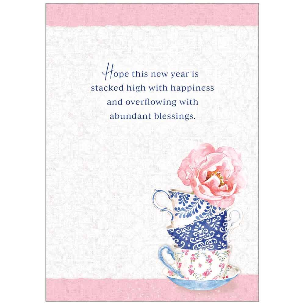 Stacked Tea Cups - Faith Birthday Card