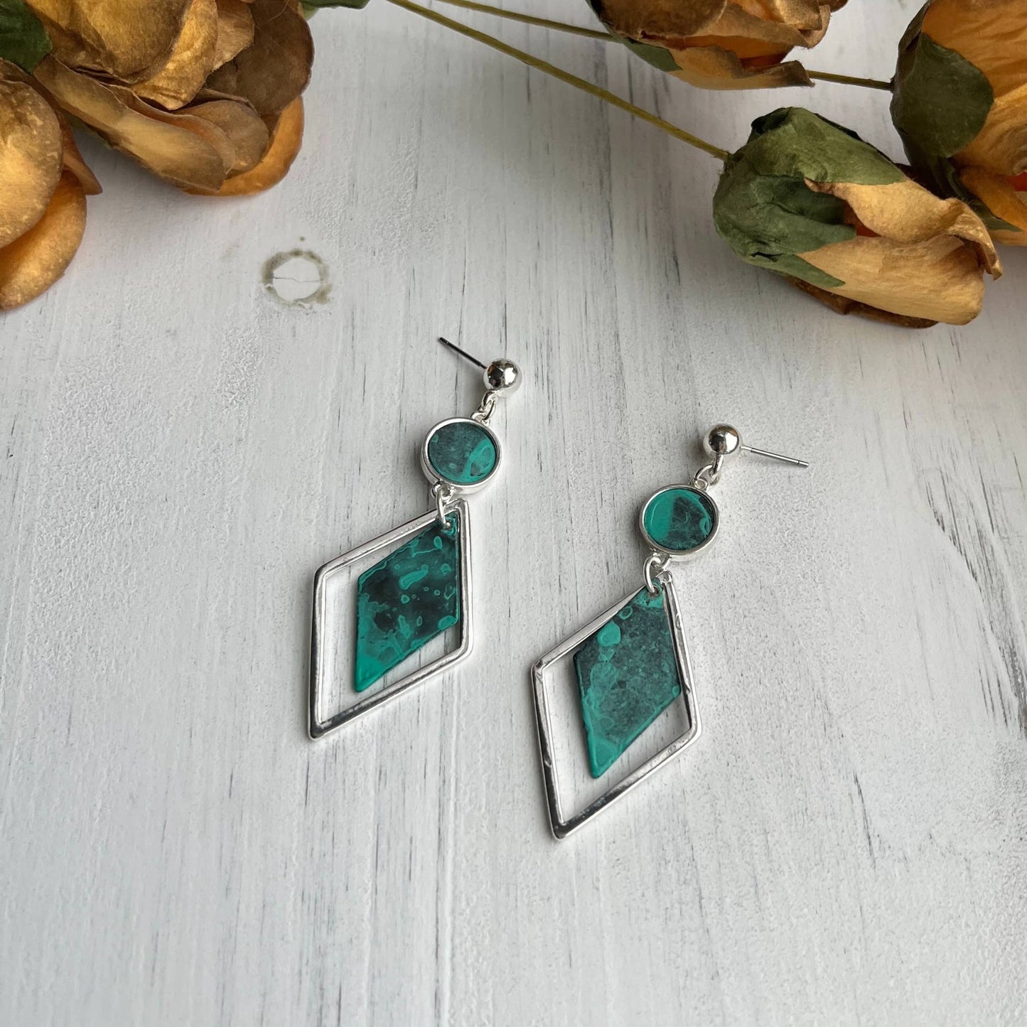 Ember Diamond Shaped Western Drop Earrings