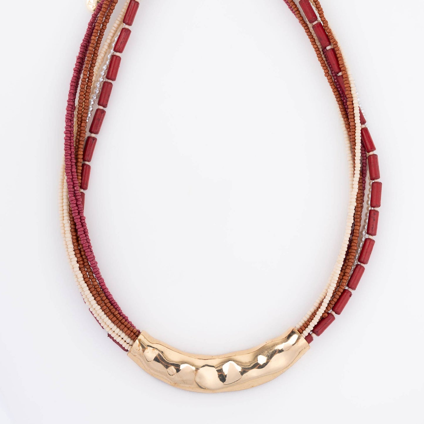 Kirrily Seed Bead with Cast Textured Accent 16" Necklace