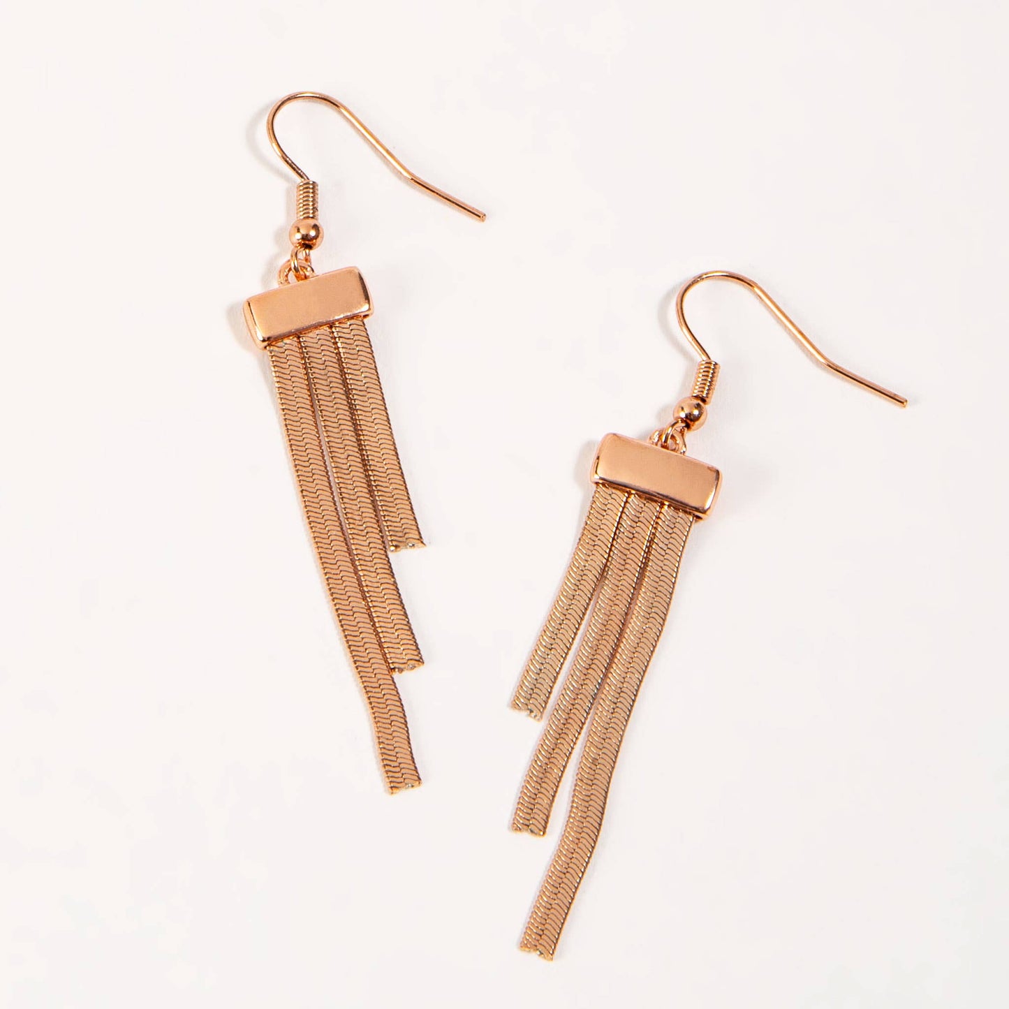 Sale - Jamilla Rose Gold Tiered Snake Chain Drop Earring