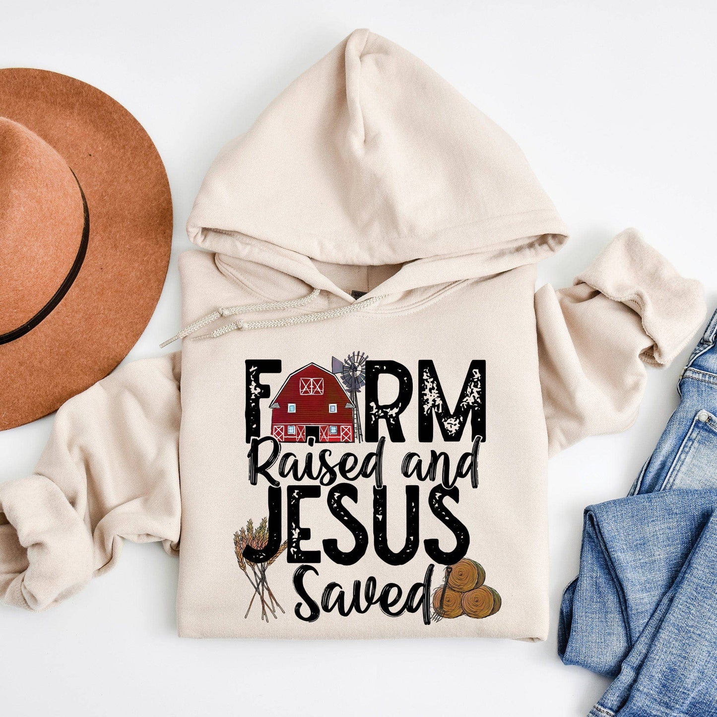Farm Raised Jesus Saved Pullover Hoodie
