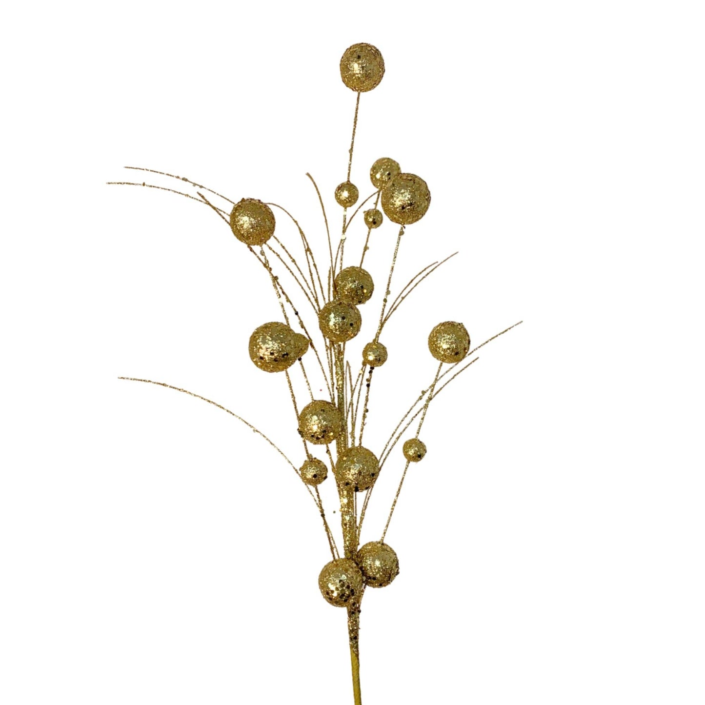 Mixed Size Glittered Ball Spray - Gold 27"