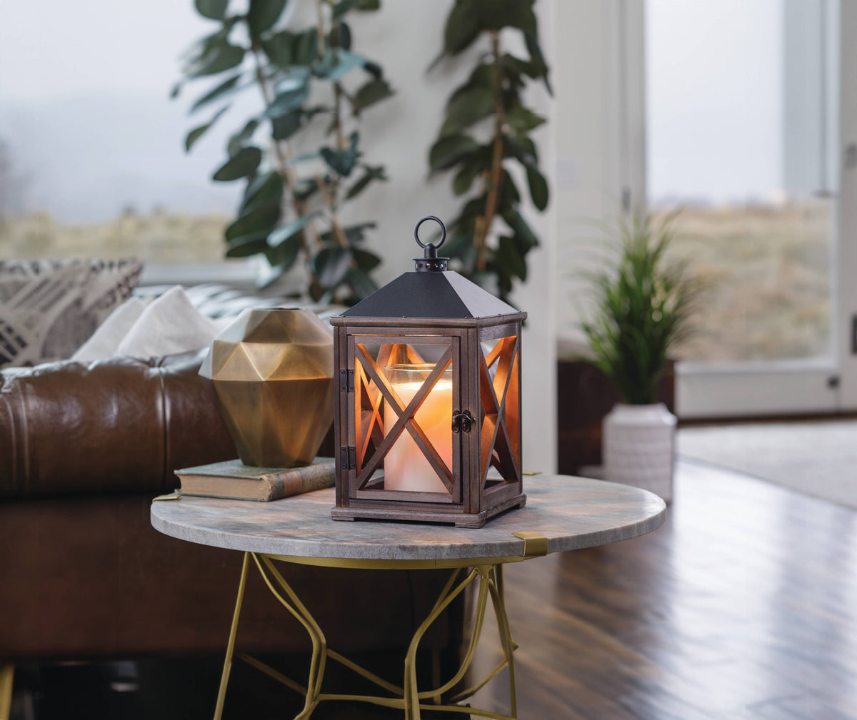 Weathered Espresso Wooden Lantern