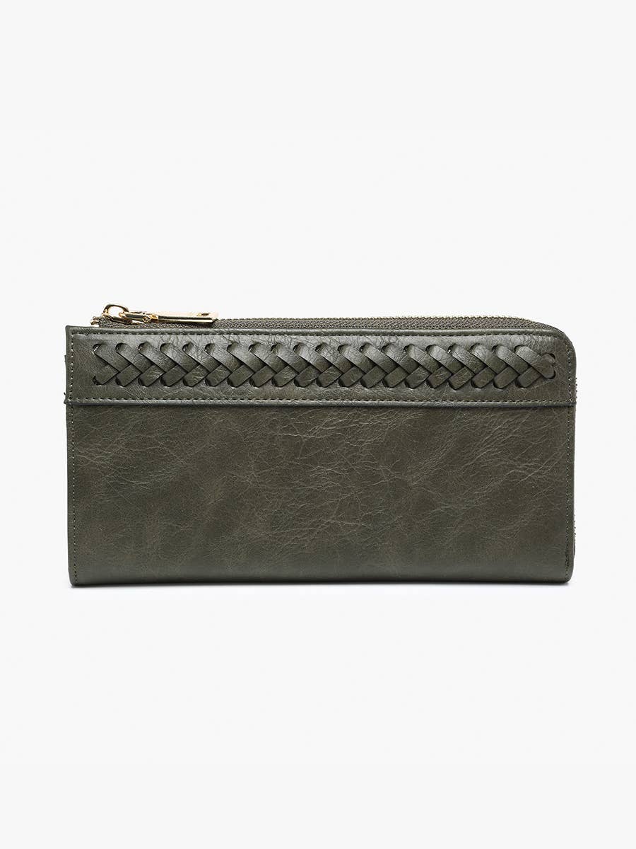 WL2620 Gia Braided Detail Zip-Top Wallet
