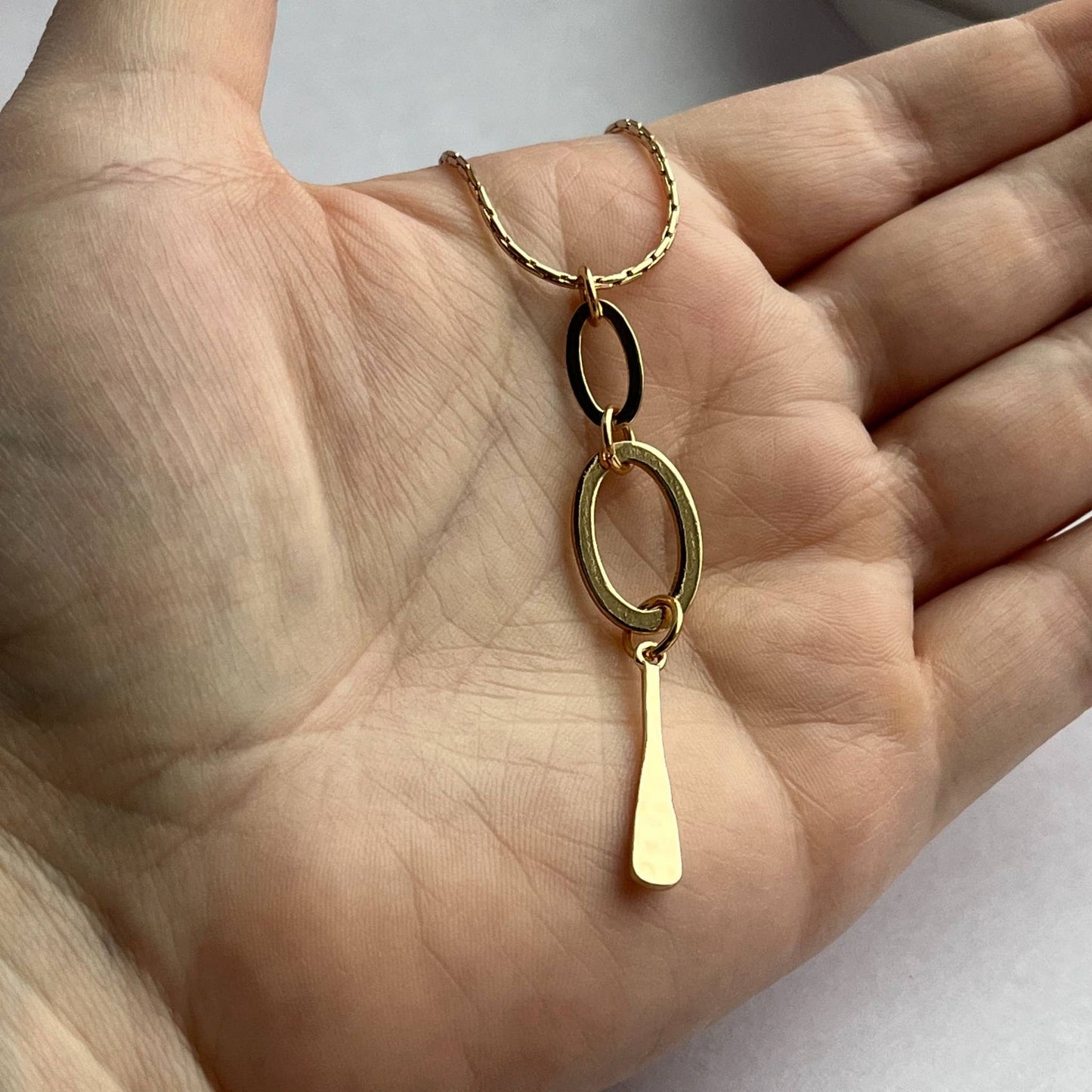 Jillian Textured 3 Ring 16" Gold Pendant Necklace