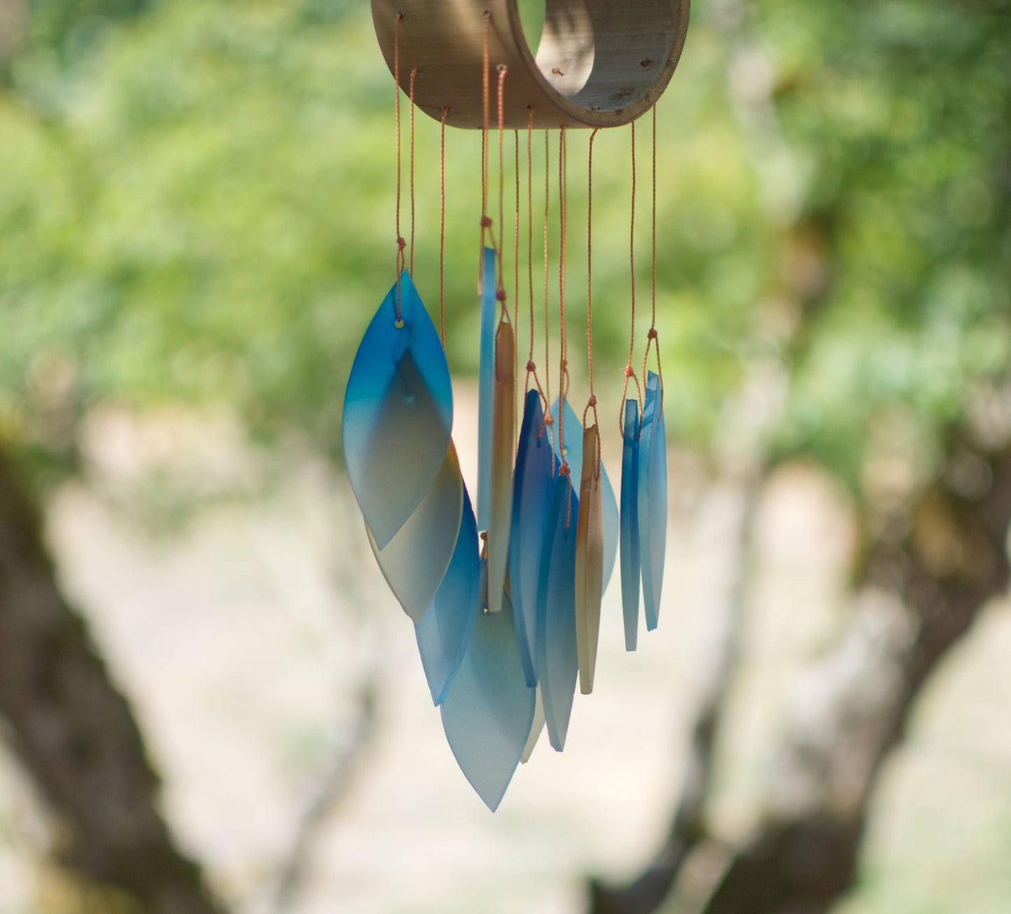 Bluebird Tumbled Glass Wind Chime