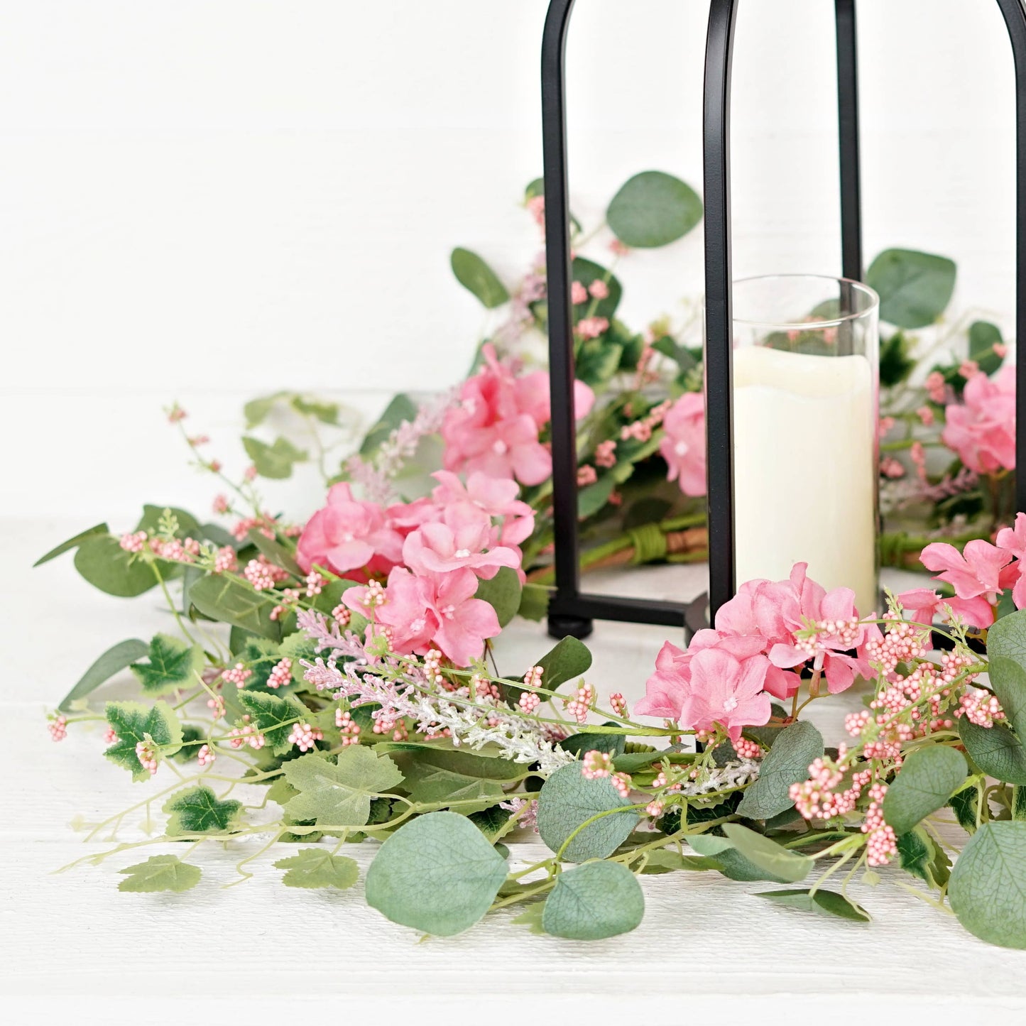 35630-24in Wreath-Pink Hydrangea Garden