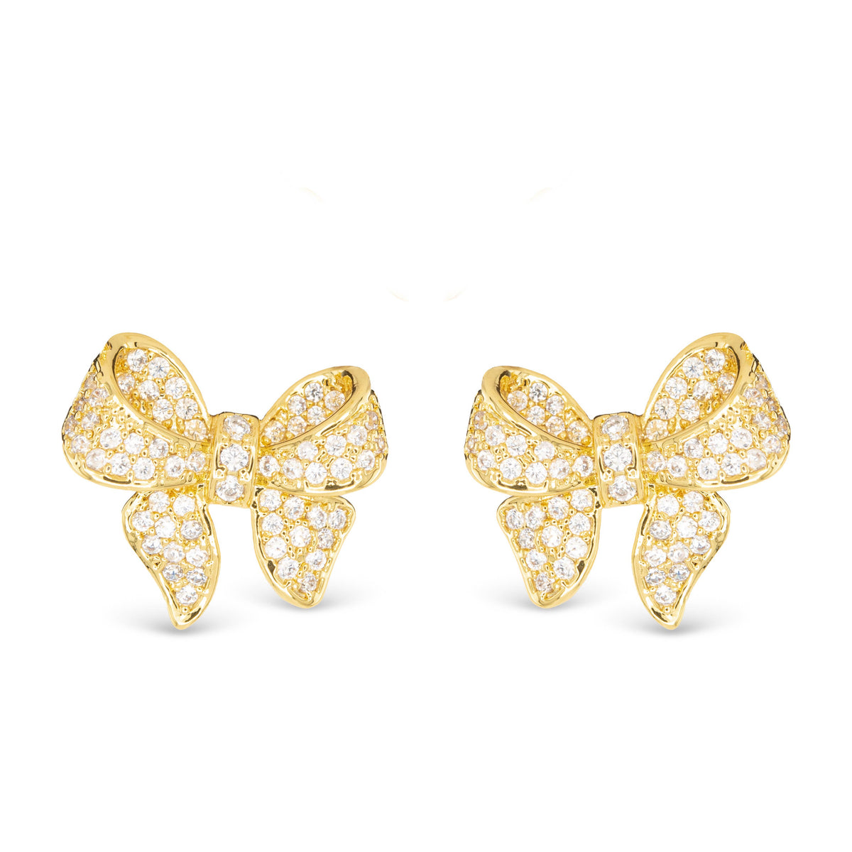 Gold CZ Bow Earrings