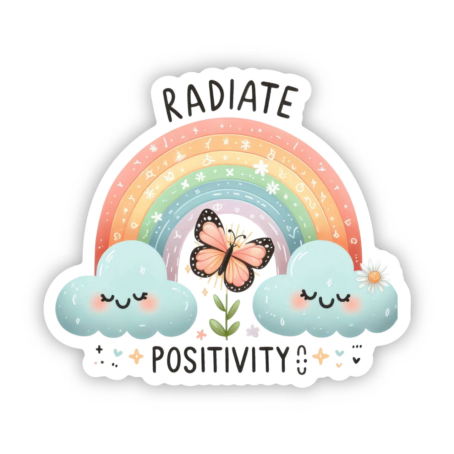 Radiate Positivity Rainbow Vinyl, Sticker, 3x3 in.