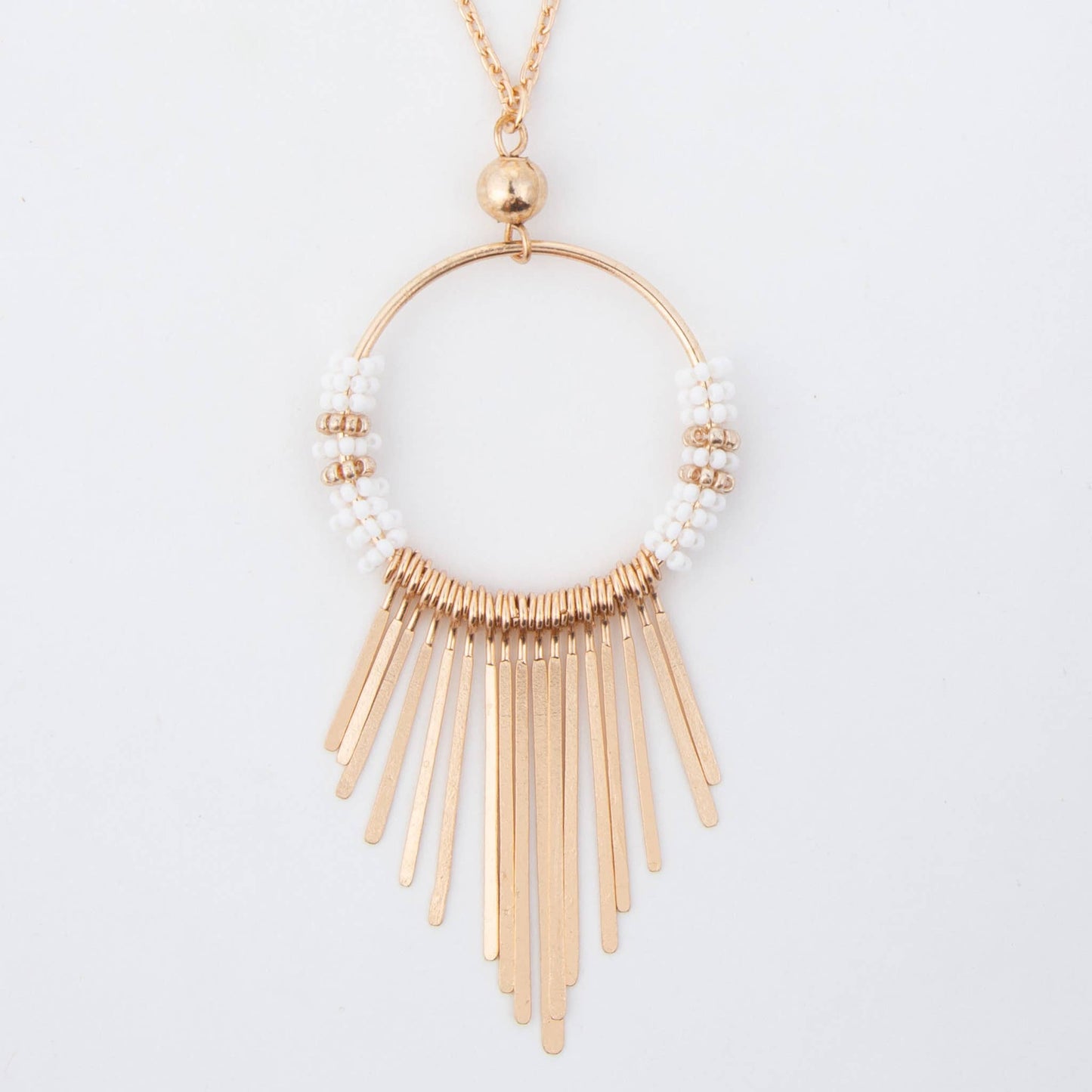 Jaliya Beaded Cascade Hoop 40" Long Pendant Necklace