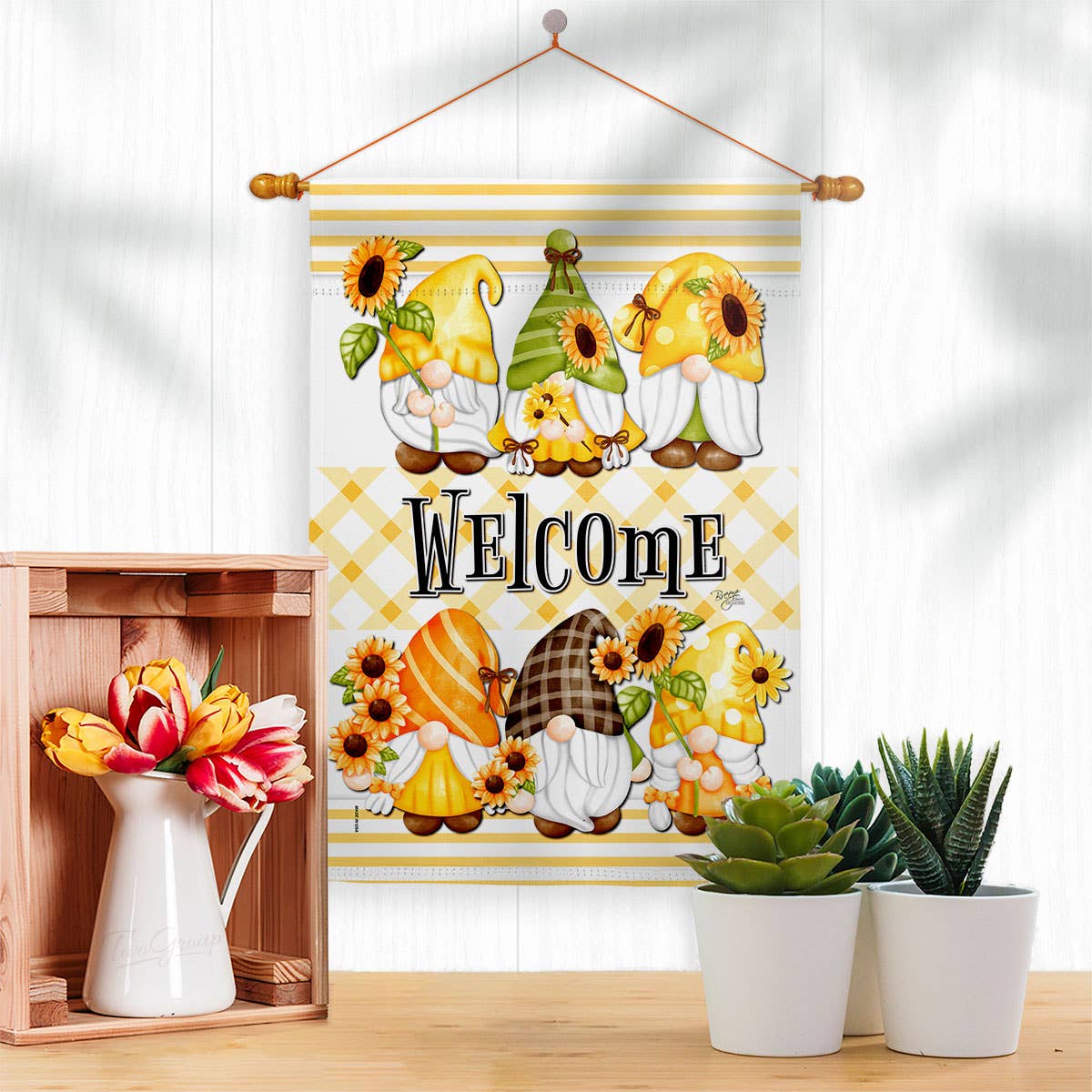 Spring Gnomes Garden Floral Gnome Decor Flag