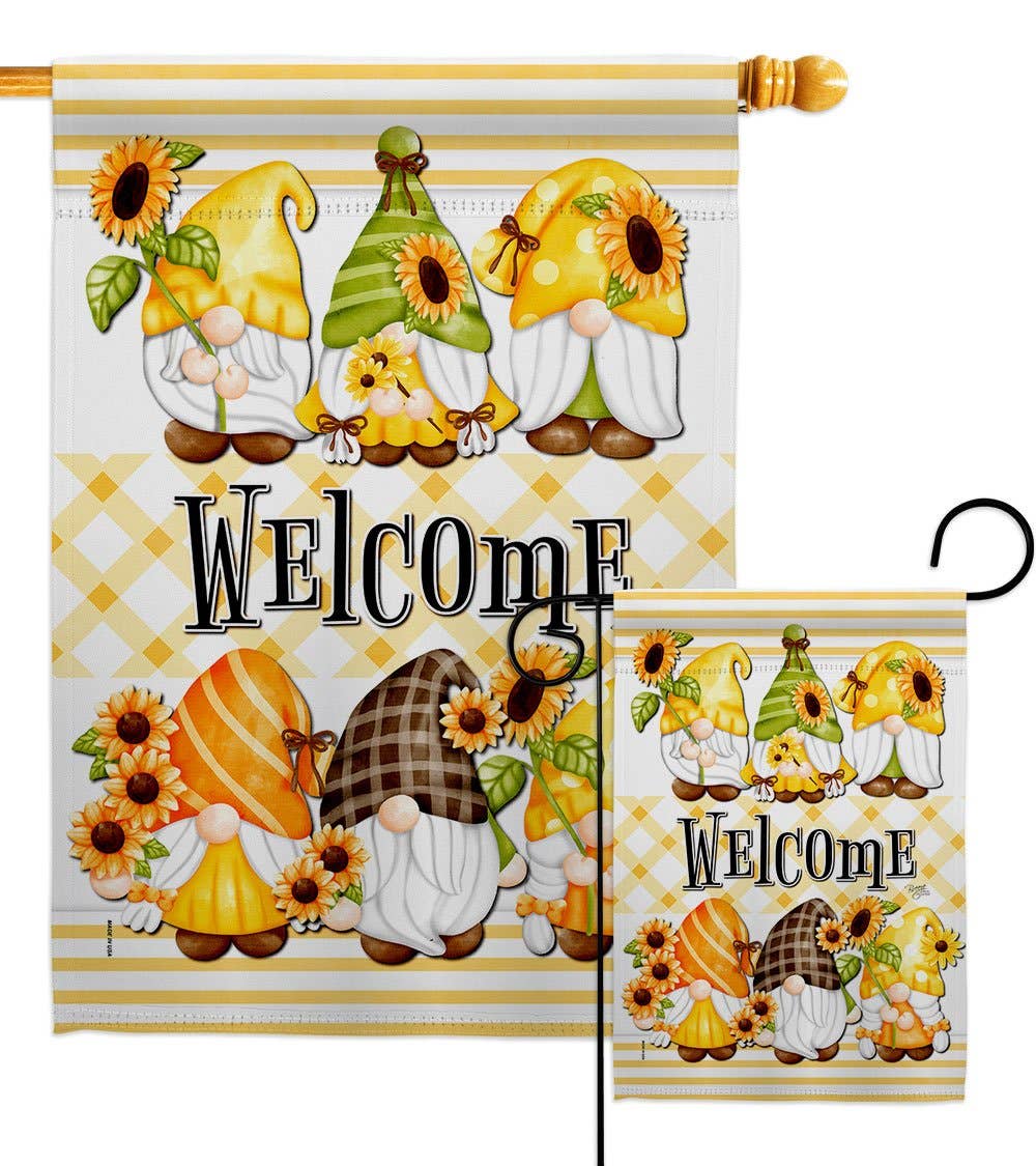 Spring Gnomes Garden Floral Gnome Decor Flag