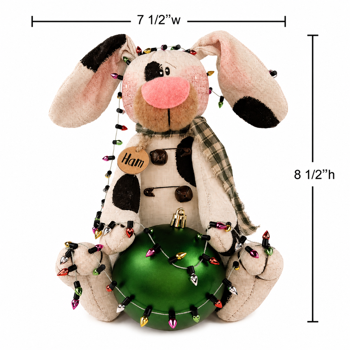 Ham the Christmas Pup – 8.5" Christmas Farmhouse Decor