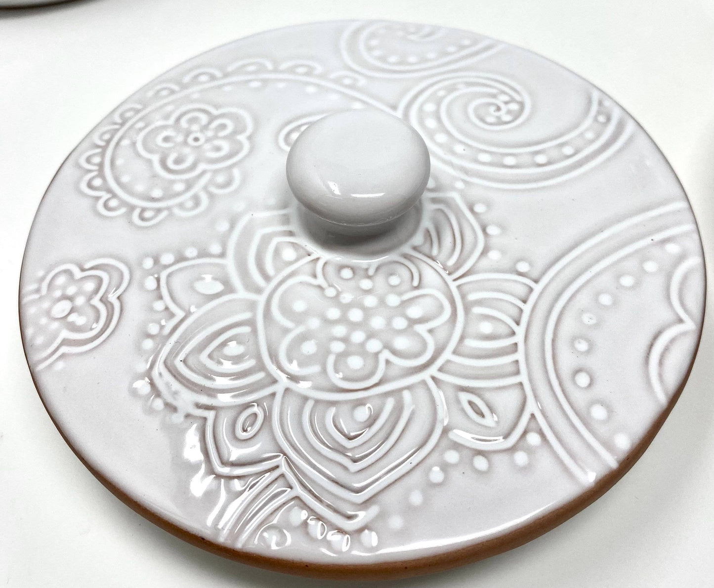 White Embossed Paisley Design Canister Set