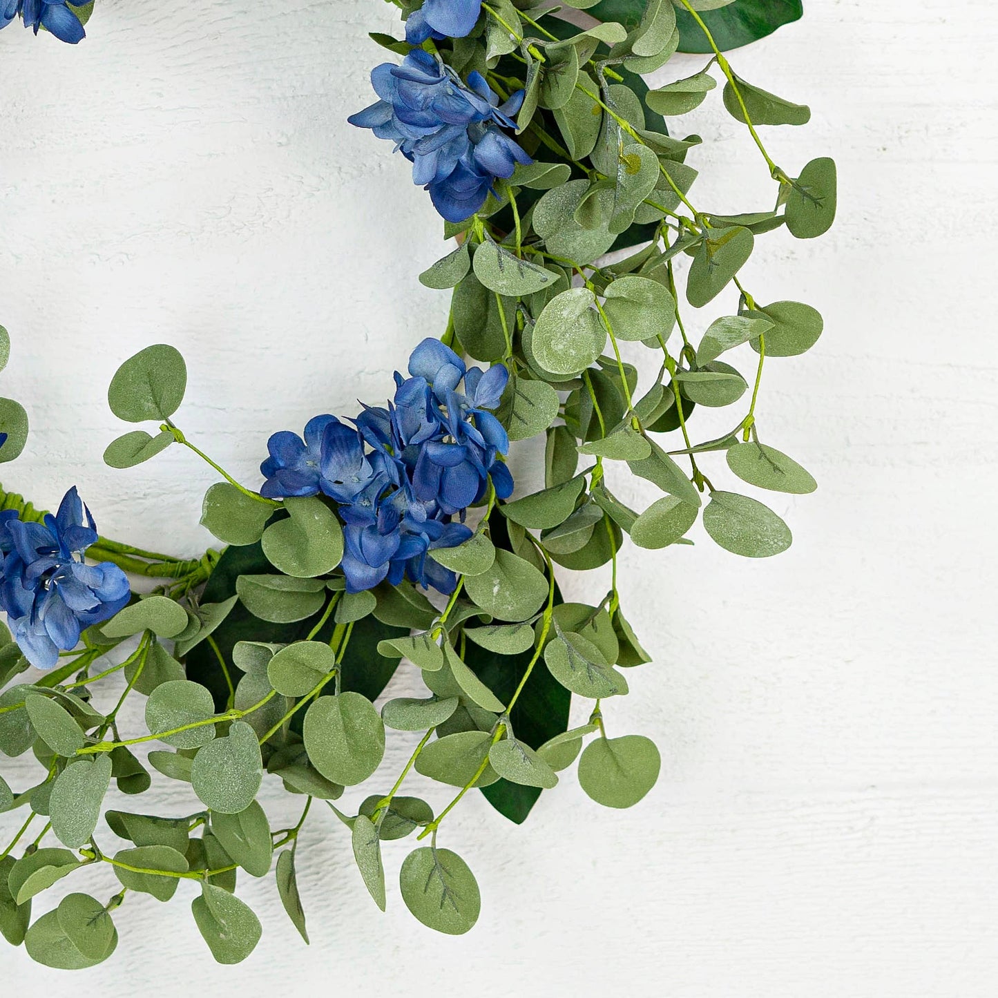 29010 - 22in Wreath-Blue Hydrangea and Eucalyptus Lvs-2